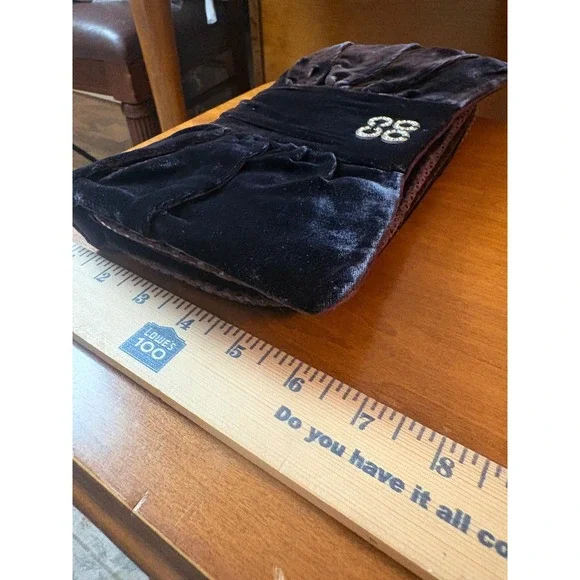 Coach Velvet Pleated Clutch Wristlet Black Purple Satin Snap Closure Evening Bag - Picture 13 of 14